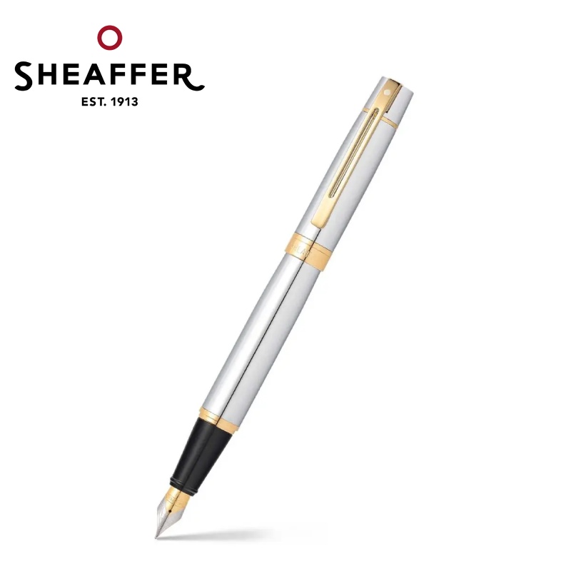 免費客製化刻字【Sheaffer】300銀桿金夾鋼筆/F尖 SFE0934243✿50B003